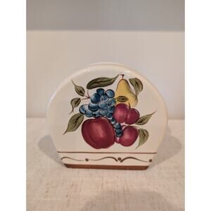 Vintage Around the Orchard Napkin Holder by Home – Fruit Motif Apples, Pears